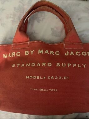 Marc by Marc Jacobs Coral Canvas Small Tote with Cream Logo